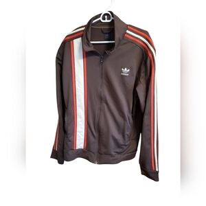 Mens Adidas Men's Brown Track Jacket with Red and White Stripes Size Xl